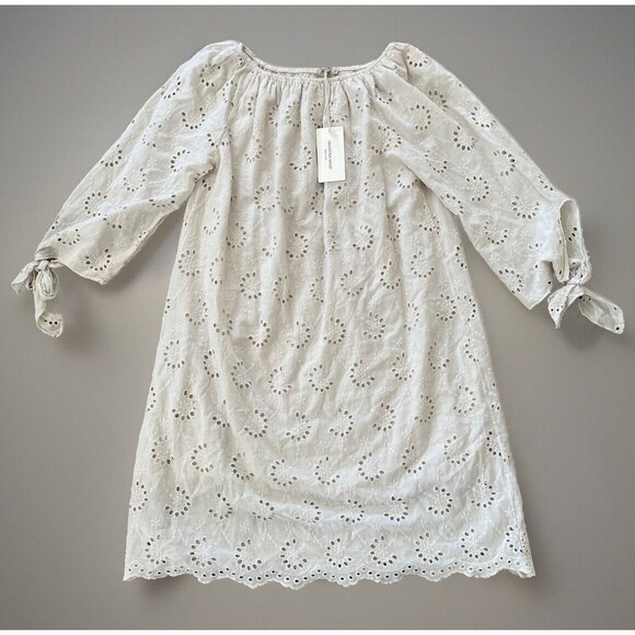 Valentina Naldi Dresses & Skirts - Valentina Naldi Off the Shoulder Dress NEW Sz L White Eyelet Lace Made in Italy